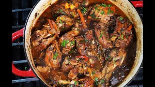 The Ultimate Jamaican Brown Stew Chicken  CaribbeanPotcom [upl. by Melliw]