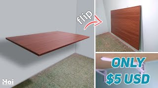 How To Make Folding Table  DIY Wall Mounted Desk  Membuat Meja Lipat [upl. by Josephina]