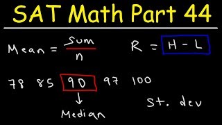 Data amp Statistics  Mean Median Mode Range amp Standard Deviation  SAT Math Part 44 [upl. by Eamon763]