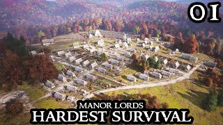 Manor Lords  THE BEST START on HARDEST Settings  HARDCORE Survival City Builder Hardmode Part 01 [upl. by Yerffoj598]