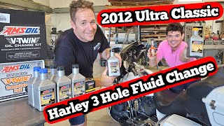 2012 Harley Ultra Classic 3 Hole AMSOIL Fluid Change Primary Transmission Oil [upl. by Revell]