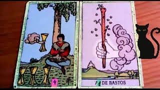 Combinaciones tarot con el CUATRO de COPAS  ARCANOS MENORES DE BASTOS Por TARA [upl. by Obola]