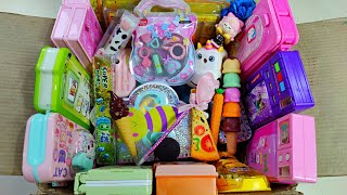 box full of latest stationery items geometry box makeup eraser pencil case pencil sharpener toy [upl. by Leviram]