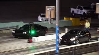 DRAG RACE BRUTAL APR MK7 GTI destroys 2018 Challenger TA Plus v8 [upl. by Yeoj40]