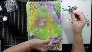 Fun Art Journal Page Using Dylusions Stamps [upl. by Ashlie]