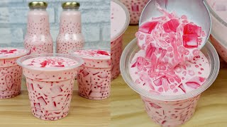 Strawberry Jelly Drink Recipe Strawberry Milk Jelly Drink With Tapioca Pearls [upl. by Tosch]