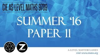 CIE AS Maths 9709  S16 P11  Solved Past Paper [upl. by Alakam]