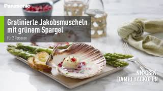 Gratinierte Jakobsmuscheln mit grünem Spargel  Experience Fresh Panasonic [upl. by Sukey163]