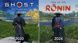 Ghost of Tsushima vs Rise of the Ronin  Physics and Details Comparison [upl. by Akiemahs]