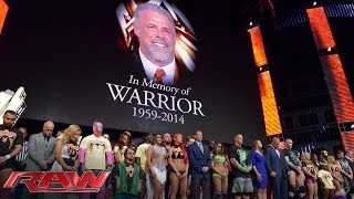 A tribute to the memory of The Ultimate Warrior Raw April 14 2014 [upl. by Nesnah603]