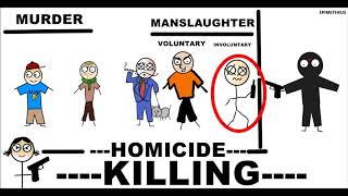 Murder Manslaughter Homicide a killing differences explained in less than 5 minutes [upl. by Romina]