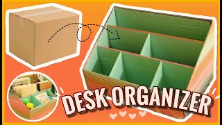 HOW TO MAKE A DESK ORGANIZER FROM CARDBOARD BOX  Easy amp Small [upl. by Aznofla637]