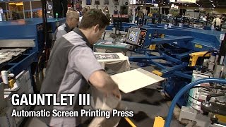 Gauntlet III  Automatic Textile Screen Printing Press  MampR Screen Printing [upl. by Hawley]