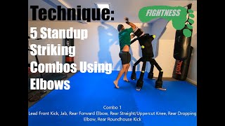 Technique  5 Standup Striking Combos Using Elbows  Fightness MMA [upl. by Queena]