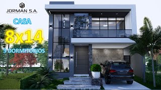 House Design  Modern House Design  8x14m 2 Storey  3 Bedrooms [upl. by Gneh]