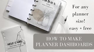 PLANNER DASHBOARD DIY  How to make your own planner dashboard inserts  Easy planner Canva tutorial [upl. by Ava]