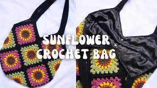 sunflower crochet bag  tutorial [upl. by Trix]