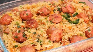 COMPLETO NA PANELA I ARROZ COM LINGUIÇA I ALMOÇO SIMPLES E BARATO [upl. by Ilamad47]