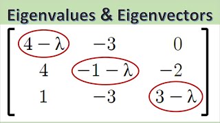 طريقة حل مصفوفة  eigenvalues and eigenvectors 3x3 [upl. by Thinia989]