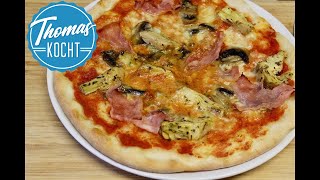 Die perfekte Pizza mit Hilfe eines Pizzasteines backen  Thomas kocht [upl. by Cohberg644]