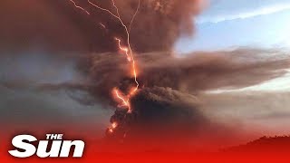 Philippines volcano  Dramatic footage of Taal eruption [upl. by Jilleen]