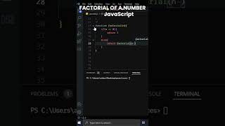 factorial of a number  javascript [upl. by Ahseket77]