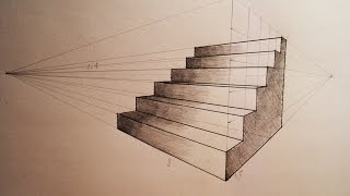 How to draw  Two point perspective  stairs  tutorial [upl. by Mari657]