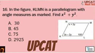 Geometry  Parallelogram UPCAT College Entrance Test AFPSAT Mathematics [upl. by Rosamond683]