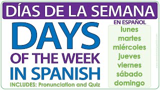 Days in Spanish  Los días de la semana  Spanish Days of the week  Learn Spanish Vocabulary [upl. by Spiegleman756]