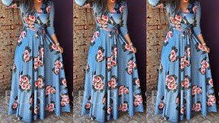 DIY How to make long sleeve wrap maxi dress Modest dress [upl. by Koal]