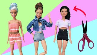 Cool New Easy BARBIE CLOTHES Sewing  DIY Barbie Stuff [upl. by Quiteri]