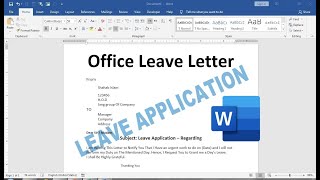 leave application format for employee in MS word [upl. by Evets]