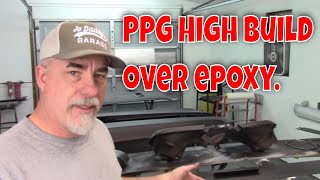 High Build primer over epoxy Spraying with Black Widow gun Jade part 59 [upl. by Akienahs]