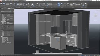 3D Basic Kitchen in AutoCAD  Cabinets Modeling [upl. by Barram970]