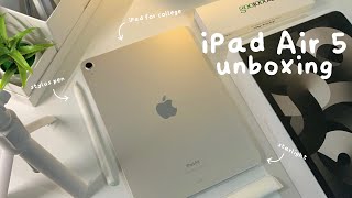 iPad Air 5 starlight unboxing 🌟 apple pencil alternative  accessories  2023 [upl. by Sherri]