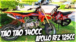 Apollo 125cc RFZ Vs Tao Tao 140cc DBX1 DirtPit Bike Race quotWhat Bikes Fasterquot [upl. by Ninel]