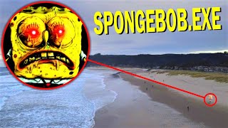 DRONE CATCHES SPONGEBOBEXE AT THE BEACH SPONGEBOBEXE IN REAL LIFE [upl. by Reinhold]