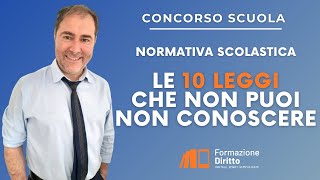 Concorso scuola Legislazione Scolastica Le 10 Leggi che non puoi non cononscere [upl. by Glynias]