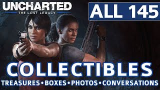 Uncharted The Lost Legacy  All Collectibles Locations Treasures Photos Lockboxes Conversations [upl. by Jankell]