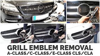 Mercedes Benz Grill Emblem Removal AClass CClass EClass CLS CLA [upl. by Tiebold]