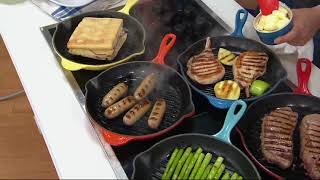 Le Creuset Enameled Cast Iron 1025quot Round Grill Pan on QVC [upl. by Lain493]