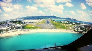 Cockpit Landing at StMaarten SXM Netherlands Antilles Pilots View [upl. by Atnim]