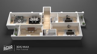 3Ds Max 2018 Tutorial 3D Plan Vray Render [upl. by Adnyleb382]