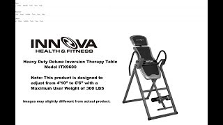 Innova Fitness ITX9600 Inversion Table Installation Guide [upl. by Riocard]