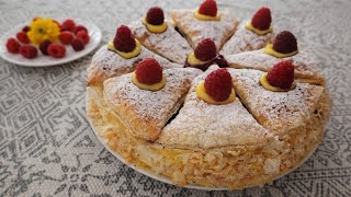 Raspberry Millefeuille  Puff Pastry Cake with Custard  Easyvideo [upl. by Peria]