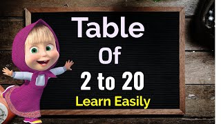 Learn Multiplication Table of 2 to 20 Table 2 to 20 2 se 20 ka pahada Table learning Maths table [upl. by Anib]