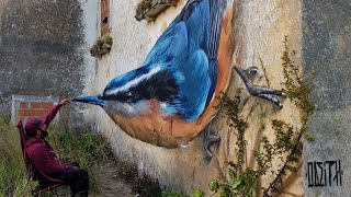 Nuthatch time lapse  street art by ODEITH [upl. by Aihcrop]