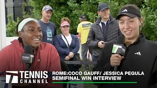 Coco GauffJessica Pegula discuss their win and team bonding in escape rooms  2023 Rome Semifinal [upl. by Erdnael]