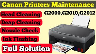 Head Cleaning Of Canon Pixma G2000 Series Printers  Maintenance  Ink Flush  Nozzle Check  Hindi [upl. by Ribal585]