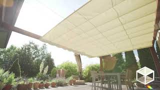 SlideCanopy  Retractable awning Pergola canopy Roof system Patio covers Slide on cable canopy [upl. by Nyvlem614]